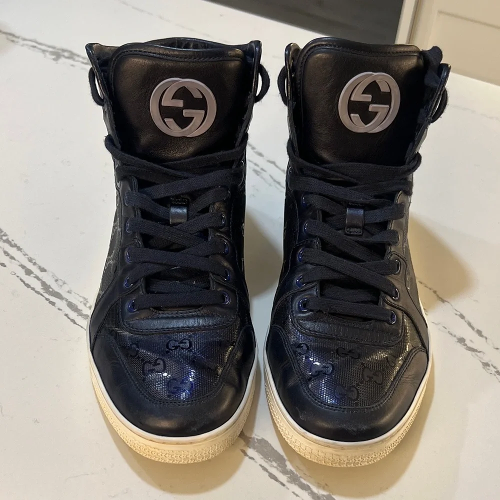 Gucci Black and Blue High-Top Sneakers size Men’s 8 UK (Run like 10 US)